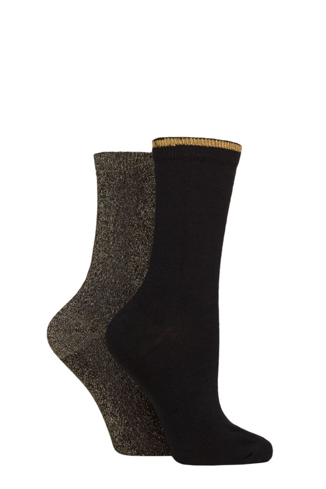 Sockshop CharnosWomens All Over And Sparkle Top Socks 2-Pair