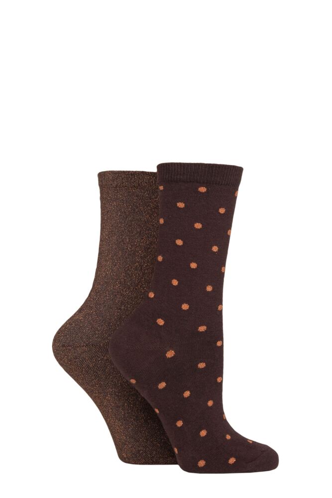 Sockshop CharnosWomens All Over Sparkle And Spot Socks 2-Pair