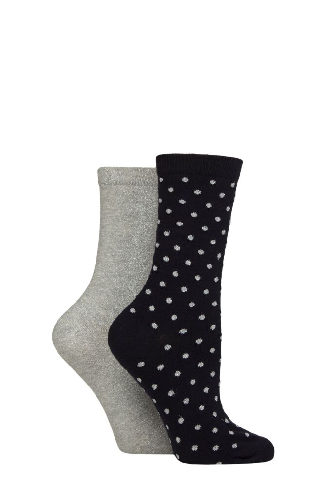 Sockshop CharnosWomens All Over Sparkle And Spot Socks 2-Pair