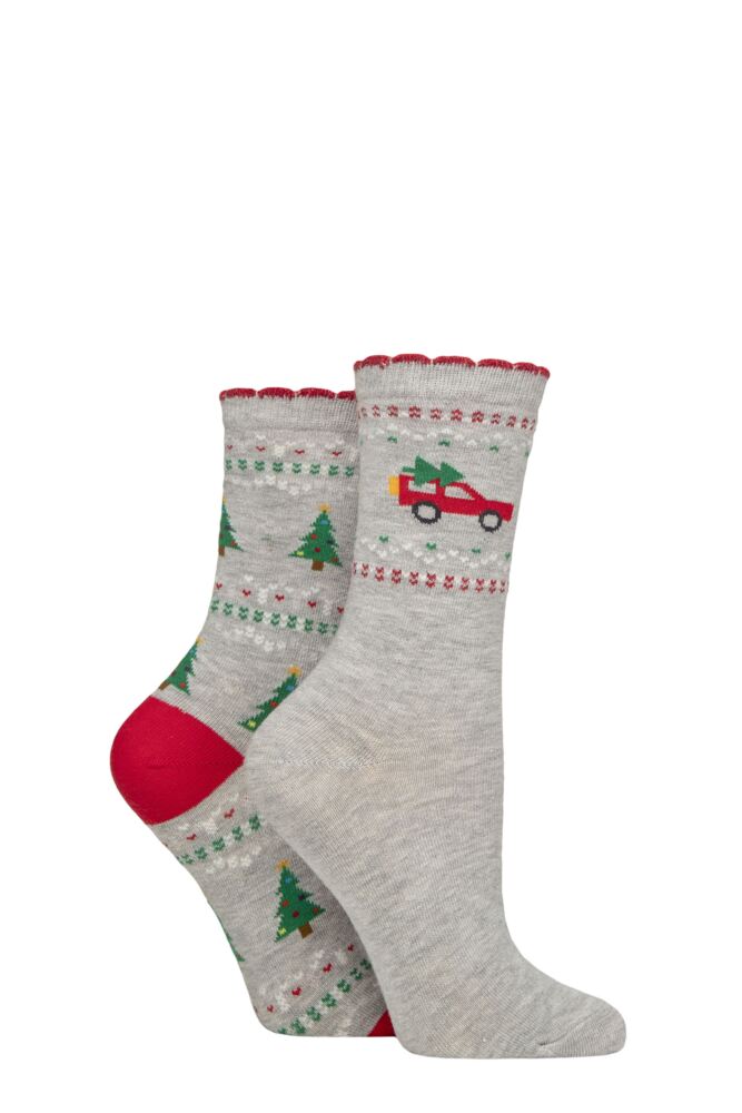 Sockshop CharnosWomens Candy Car And Christmas Tree Socks 2-Pair