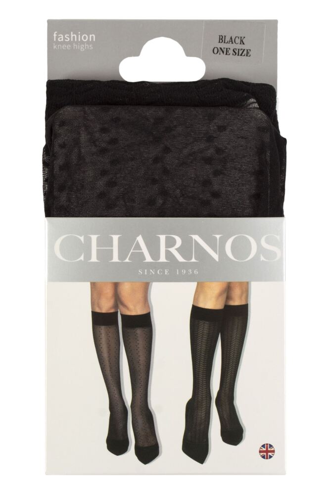 sockshop CharnosWomens Chevron and Spotty Knee High Socks 2-Pack