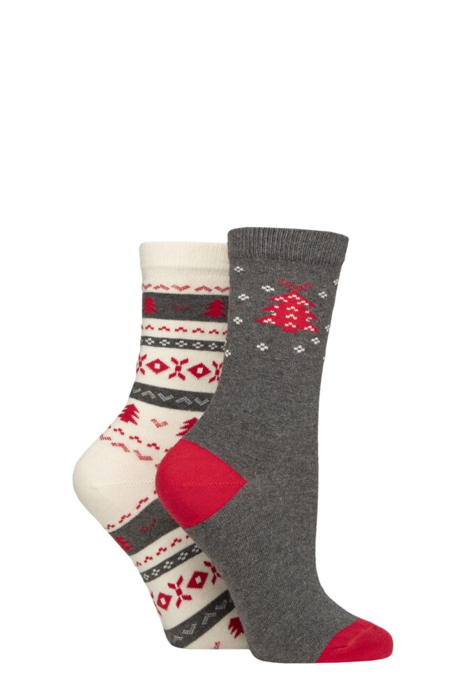 Sockshop CharnosWomens Christmas Tree And Fairisle Socks 2-Pair