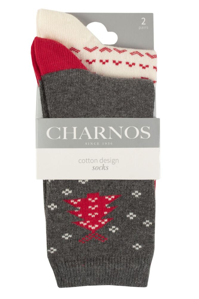 sockshop CharnosWomens Christmas Tree and Fairisle Socks 2-Pair
