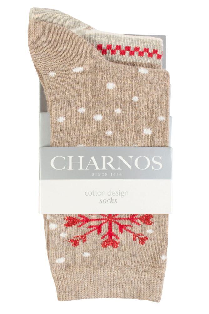 sockshop CharnosWomens Cotton Let it Snow & Fairisle Christmas Cotton Socks 2-Pair