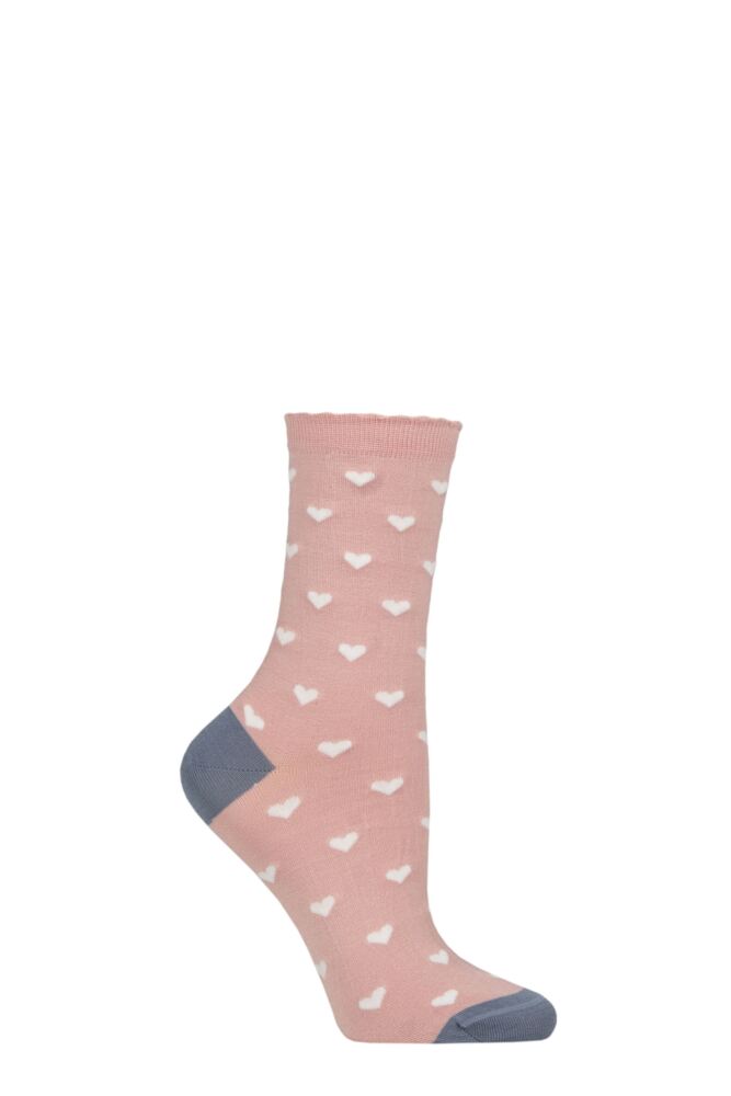 Sockshop CharnosWomens Mercerised Cotton Heart Scallop Top Socks