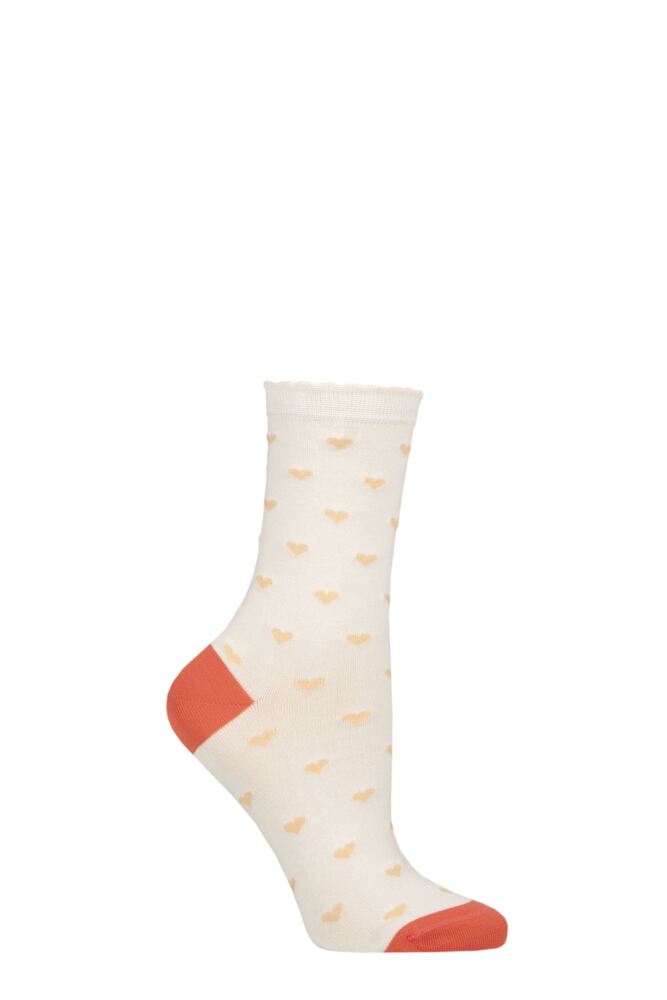 Sockshop CharnosWomens Mercerised Cotton Heart Scallop Top Socks