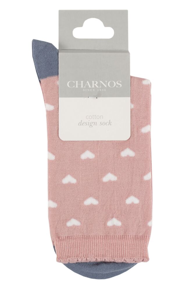 sockshop CharnosWomens Mercerised Cotton Heart Scallop Top Socks