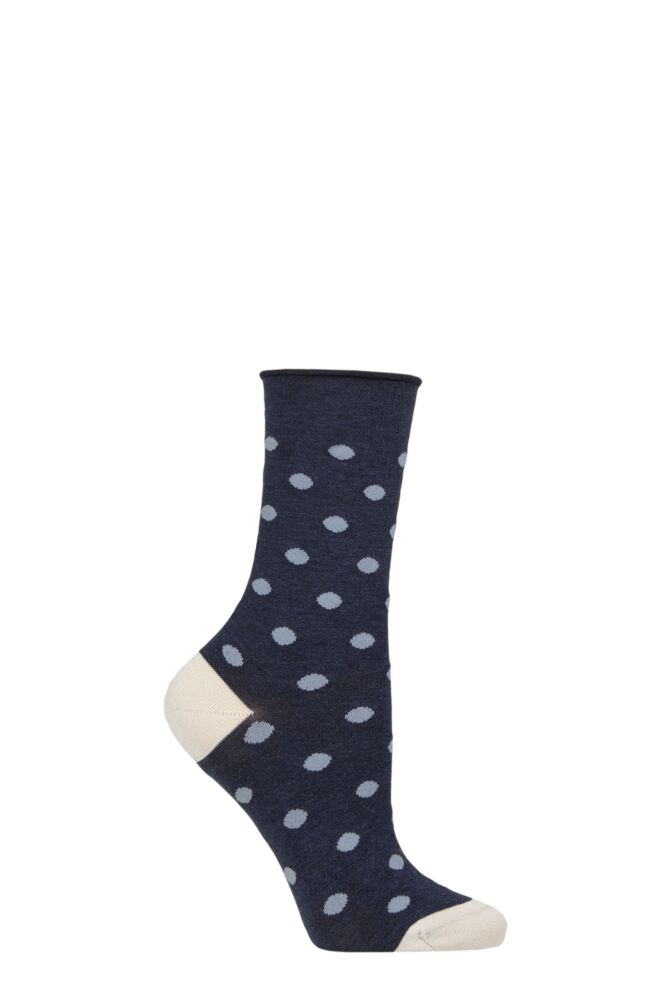 Sockshop CharnosWomens Mercerised Cotton Roll Top Spot Socks