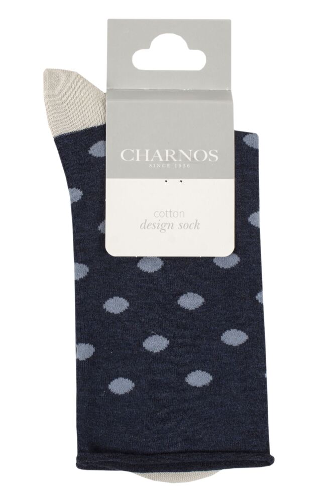 sockshop CharnosWomens Mercerised Cotton Roll Top Spot Socks