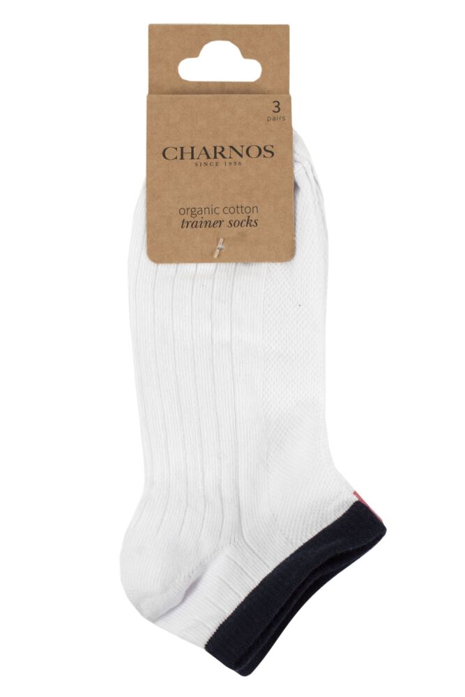 sockshop CharnosWomens Organic Cotton Active Contrast Top Trainer Socks 3-Pair
