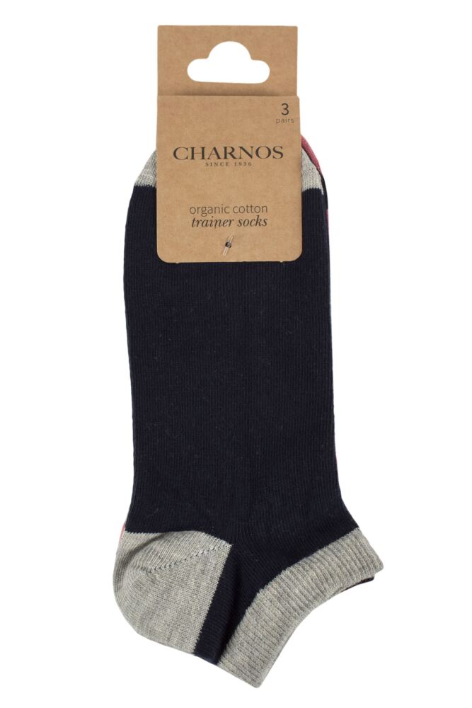 sockshop CharnosWomens Organic Cotton Contrast Trainer Socks 3-Pair