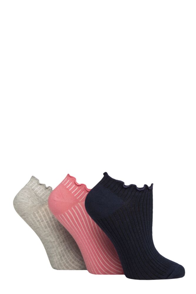 Sockshop CharnosWomens Organic Cotton Frill Trainer Socks 3-Pair