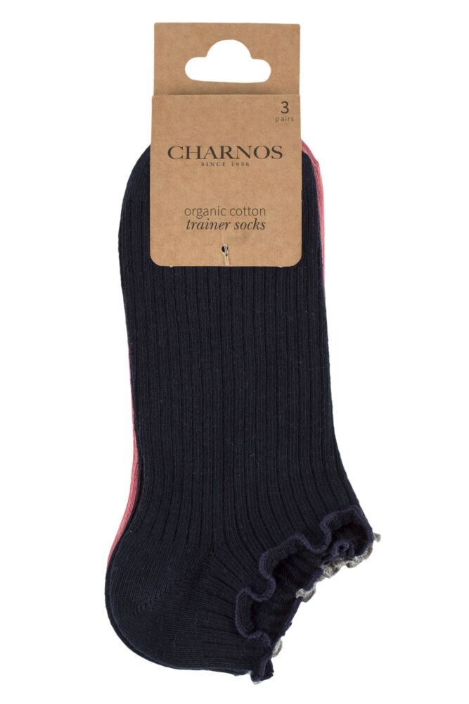 sockshop CharnosWomens Organic Cotton Frill Trainer Socks 3-Pair