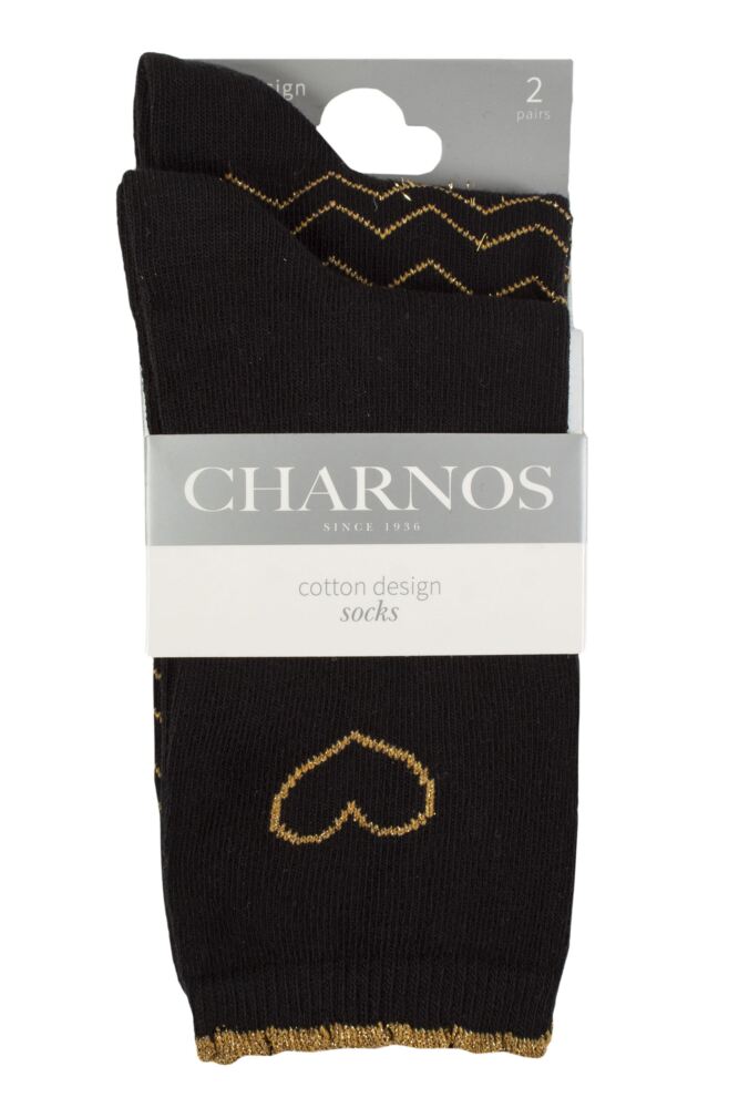 sockshop CharnosWomens Sparkle Chevron and Heart Socks 2-Pair