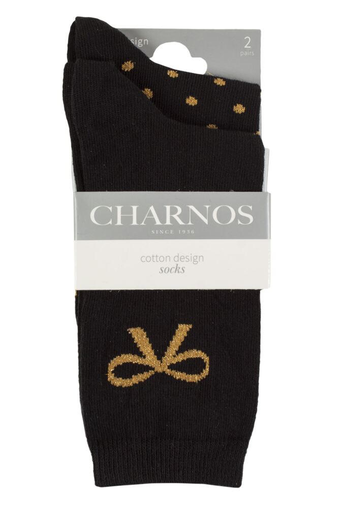 sockshop CharnosWomens Sparkle Spot and Bow Socks 2-Pair