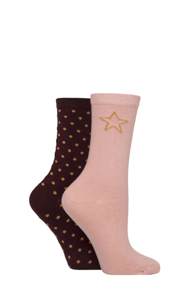 Sockshop CharnosWomens Sparkle Star And Spot Socks 2-Pair