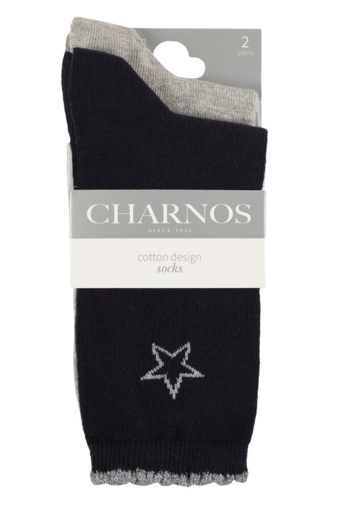 sockshop CharnosWomens Sparkle Stripe and Star Socks 2-Pair