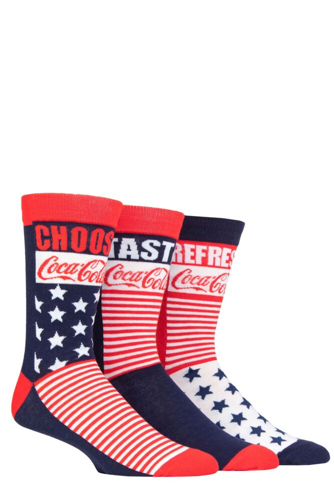 Sockshop Coca-ColaMens Cotton Stars & Stripes Socks 3-Pair