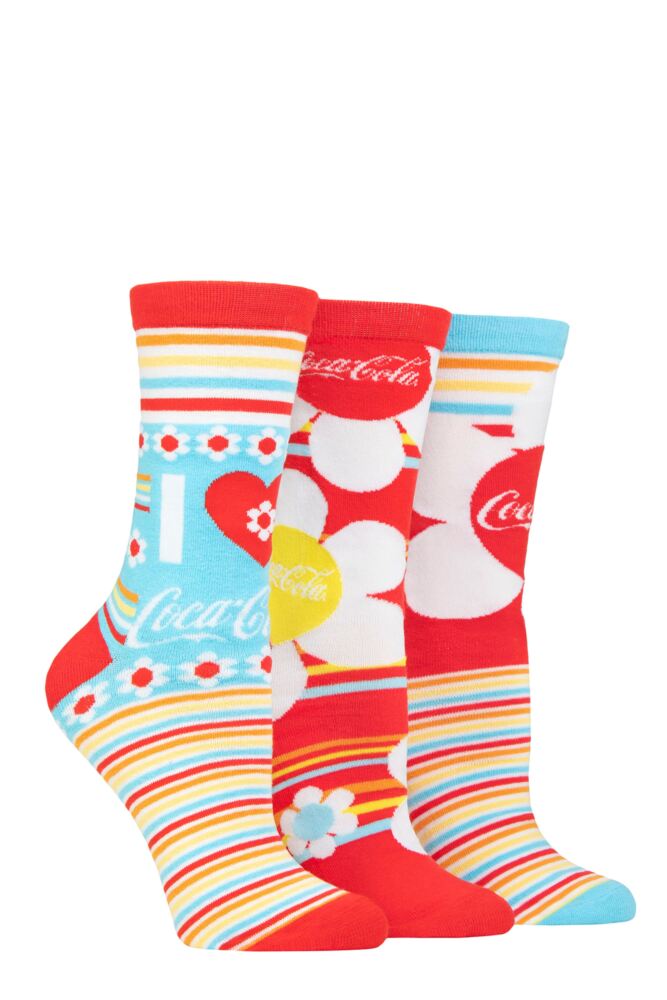 Sockshop Coca-ColaWomens Cotton Flowers Socks 3-Pair