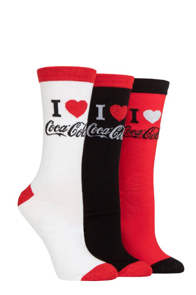 Sockshop Coca-ColaWomens Cotton Love Tube Socks 3-Pair