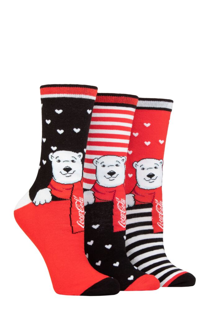 Sockshop Coca-ColaWomens Cotton Polar Bear Socks 3-Pair