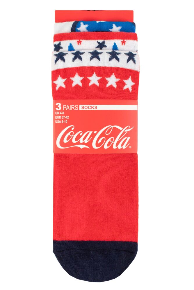 sockshop Coca-ColaWomens Cotton Stars & Stripes Socks 3-Pair