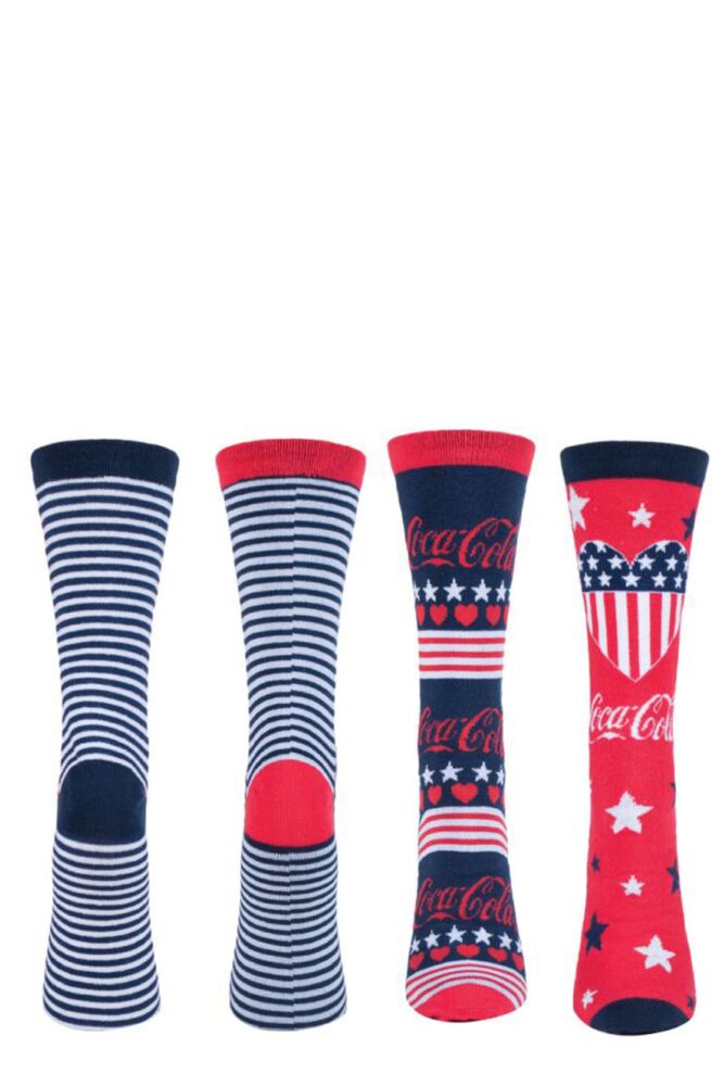 Sockshop Coca-ColaWomens Cotton Striped & Patterned Socks 2-Pair