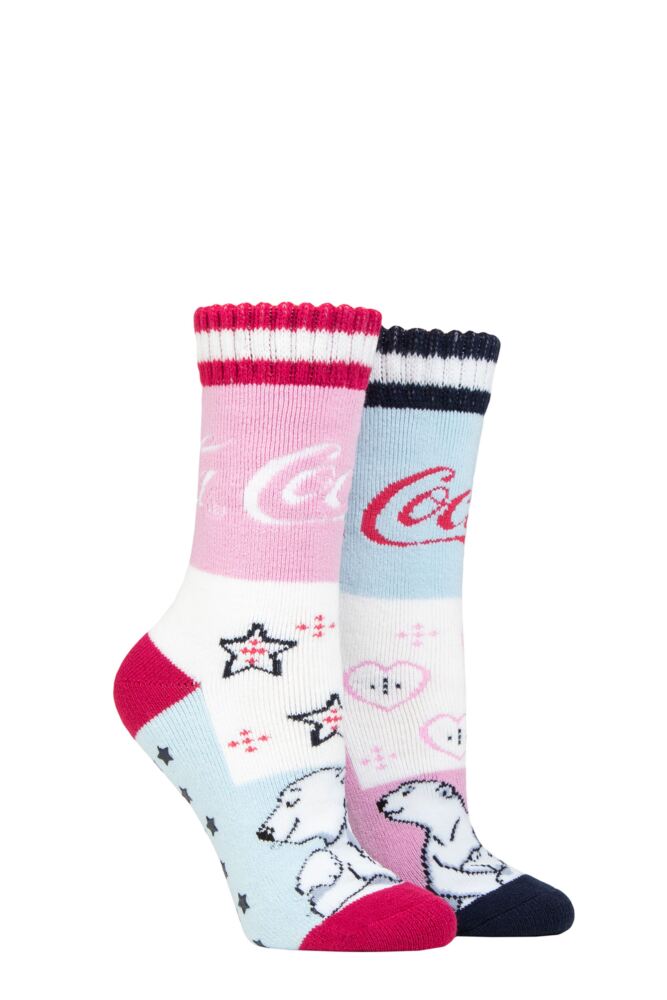 Sockshop Coca-ColaWomens Love Polar Bear Slipper Socks 2-Pair