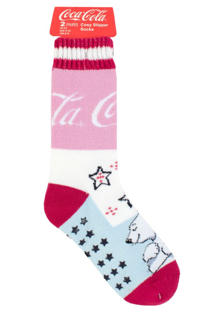 sockshop Coca-ColaWomens Love Polar Bear Slipper Socks 2-Pair
