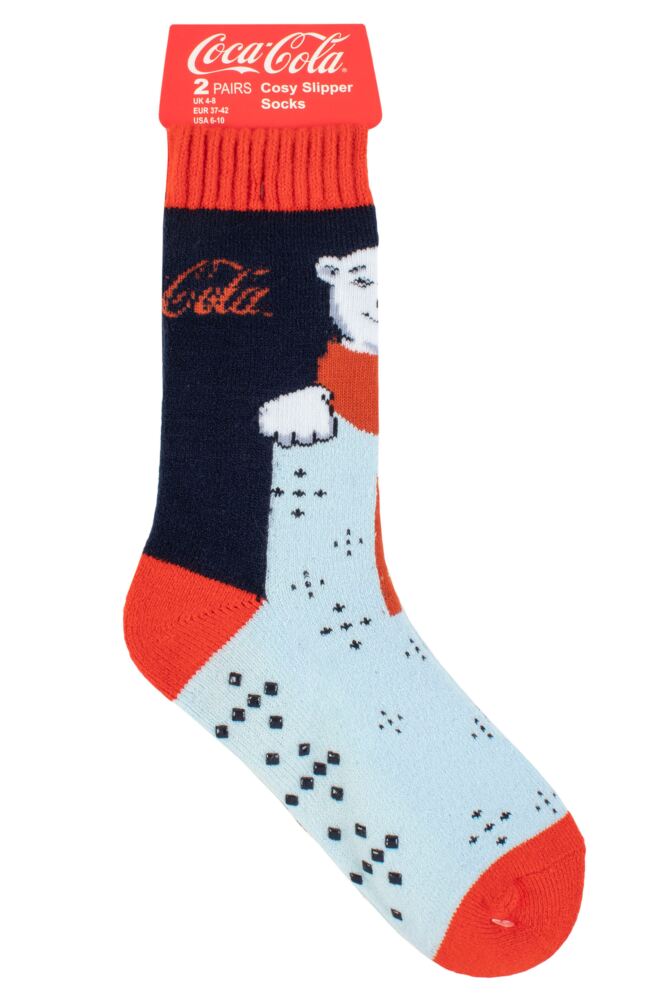 sockshop Coca-ColaWomens Scarf Polar Bear Slipper Socks 2-Pair