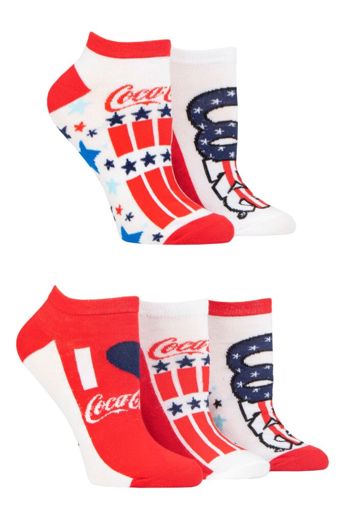 Sockshop Coca-ColaWomens Stars & Stripe Shoe Liners 5-Pair