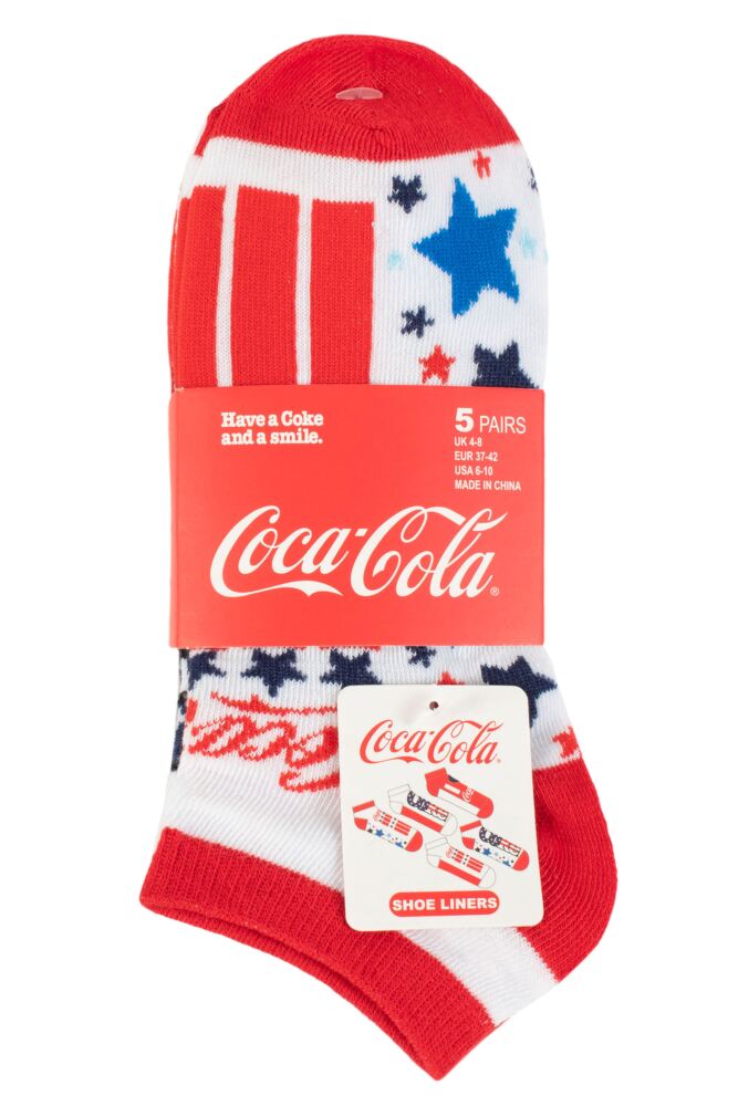 sockshop Coca-ColaWomens Stars & Stripe Shoe Liners 5-Pair