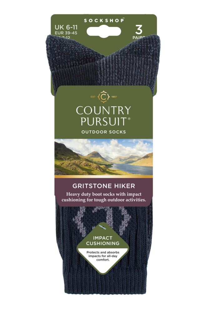 sockshop Country PursuitMens Gritstone Hiker Cotton Boot Socks – 3 Pair