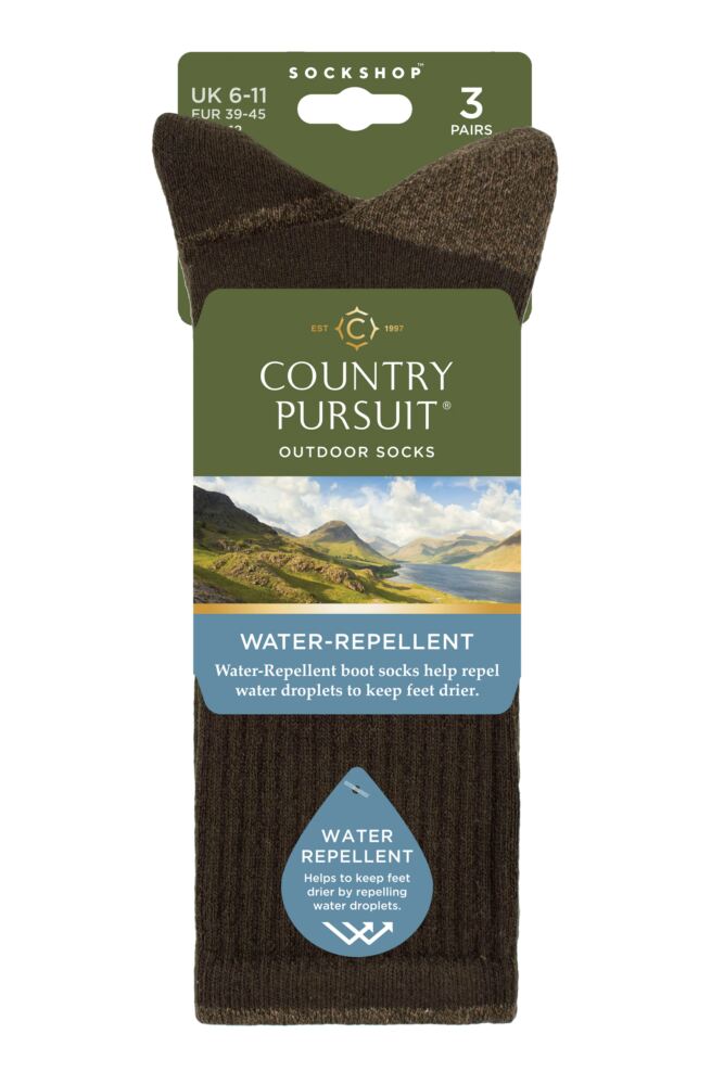 sockshop Country PursuitMens Water Repellent Cotton Boot Socks – 3 Pair