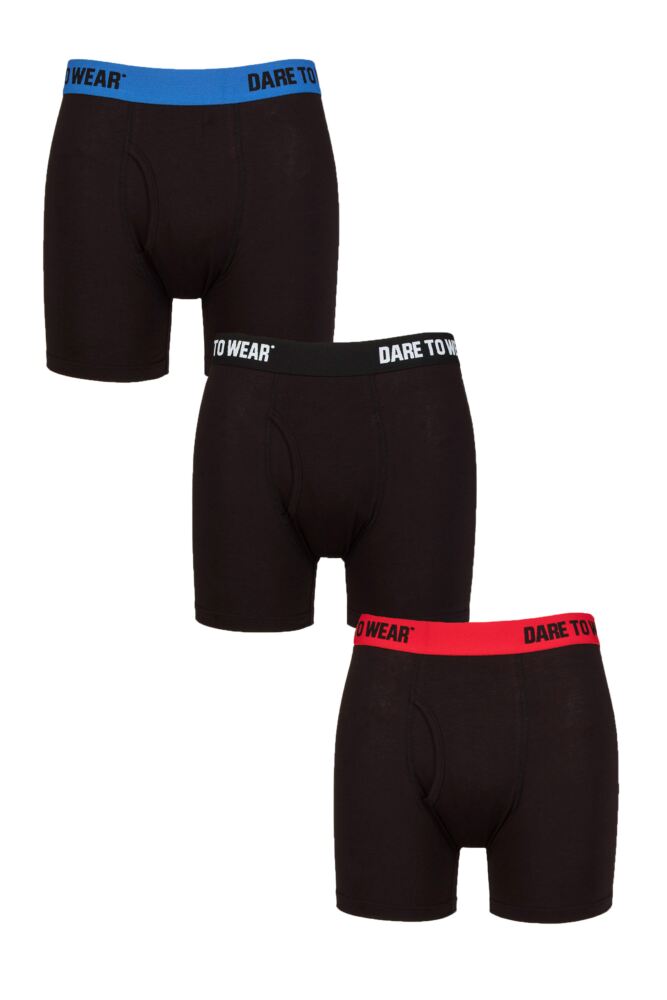 Sockshop Dare To WearMens Bamboo Plain & Striped Keyhole Boxer Shorts 3-Pack