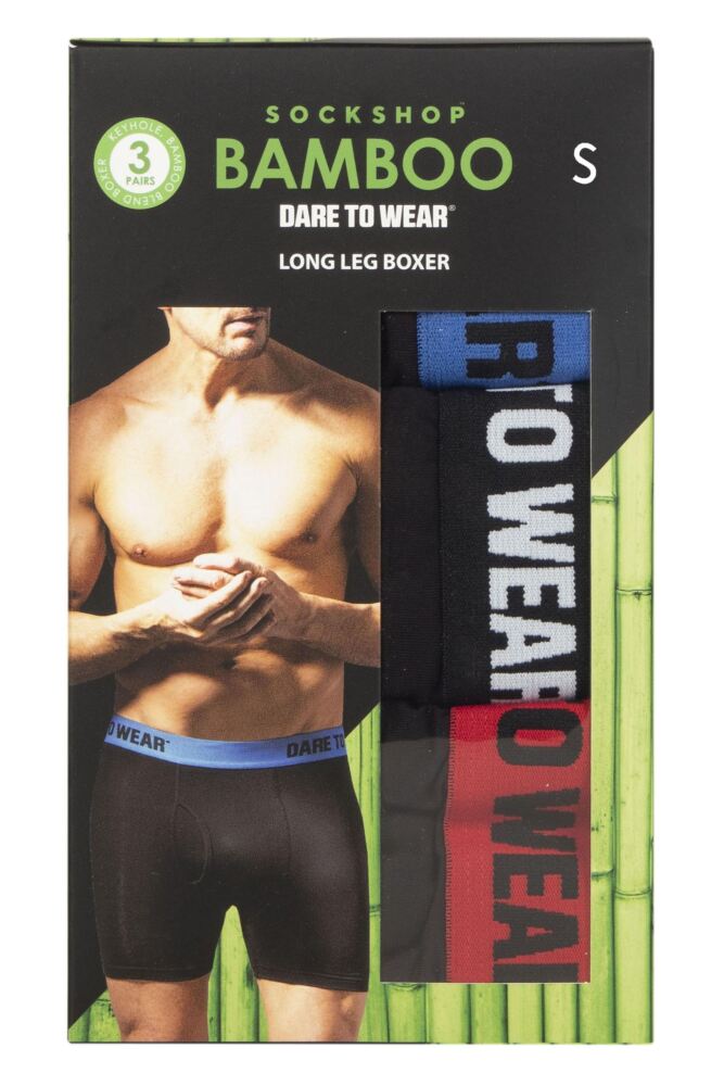 sockshop Dare to WearMens Bamboo Plain & Striped Keyhole Boxer Shorts 3-Pack