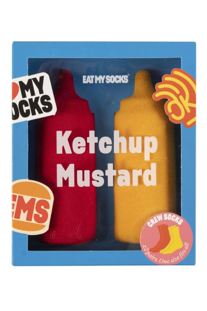 Sockshop EAT MY SOCKSMens & Womens Cotton Ketchup & Mustard Socks 2-Pair