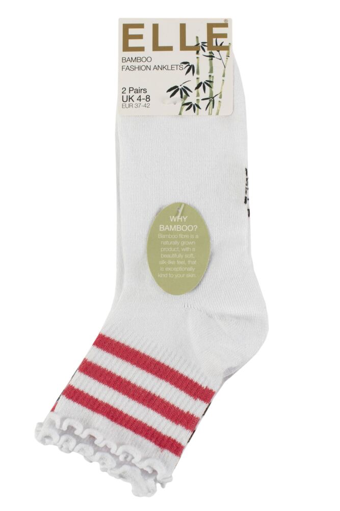 sockshop ELLEWomen's Bamboo Ankle Socks with Frill Welt – 2 Pair