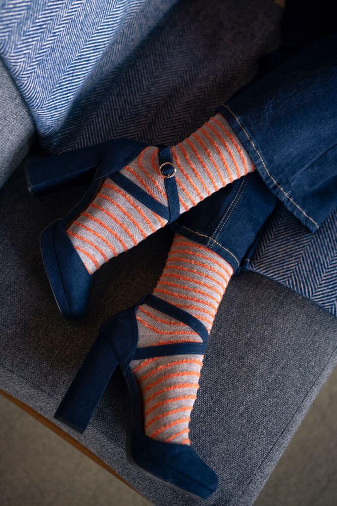 Sockshop ELLEWomens Bamboo Feather Striped Socks 2-Pair