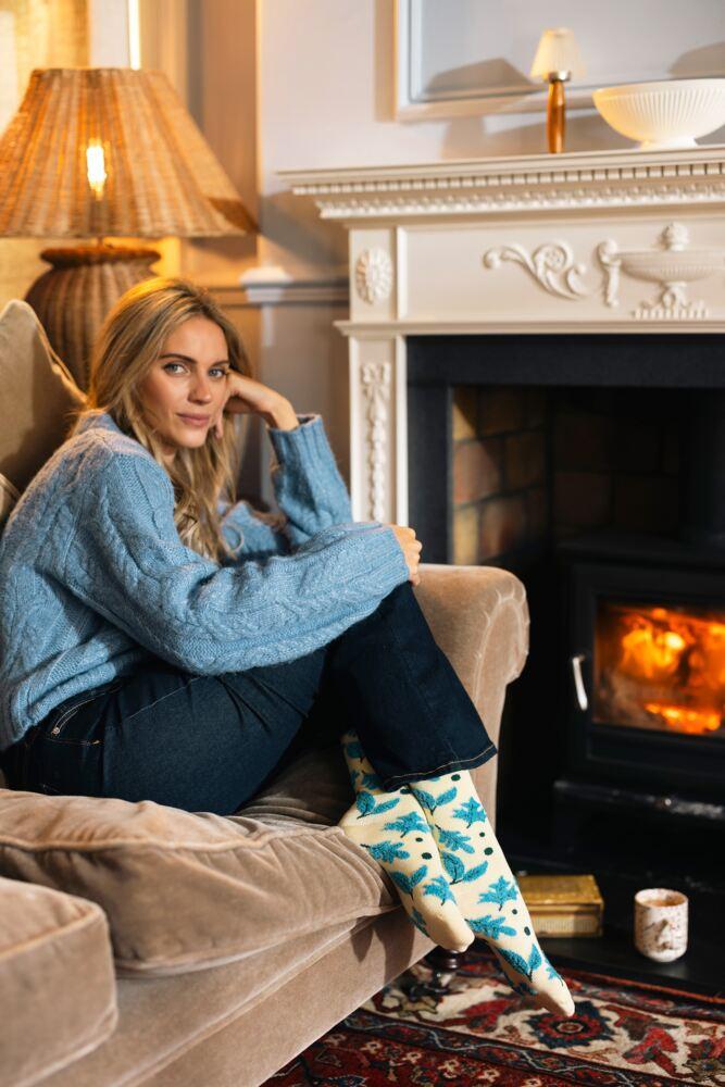 Sockshop ELLEWomens Bamboo Feather Striped Socks 2-Pair