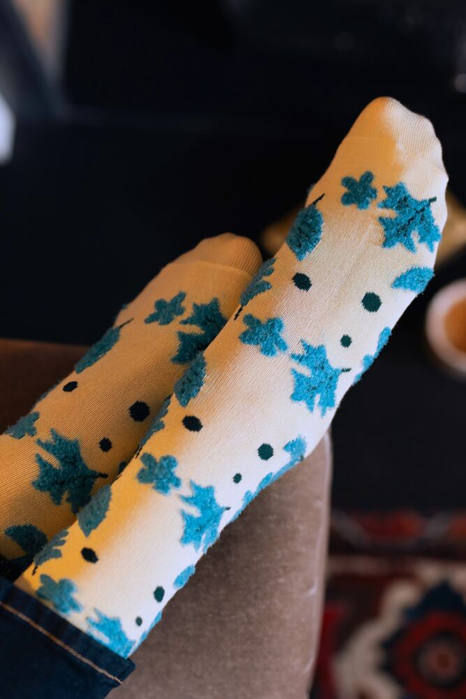 Sockshop ELLEWomens Bamboo Feather Striped Socks 2-Pair