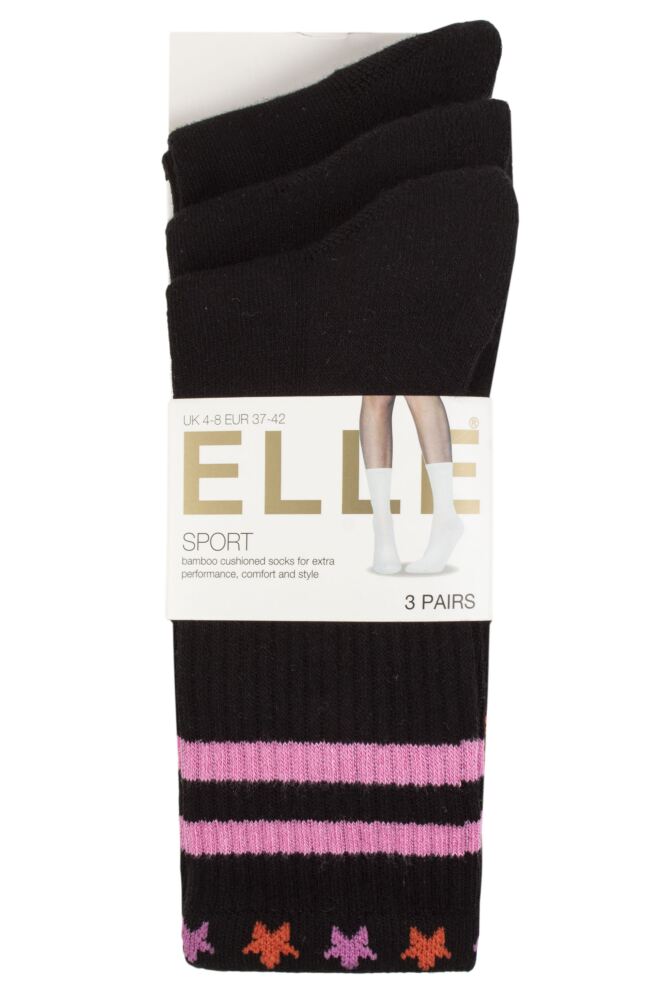 sockshop ELLEWomens Bamboo Half Cushion Sports Socks 3-Pair