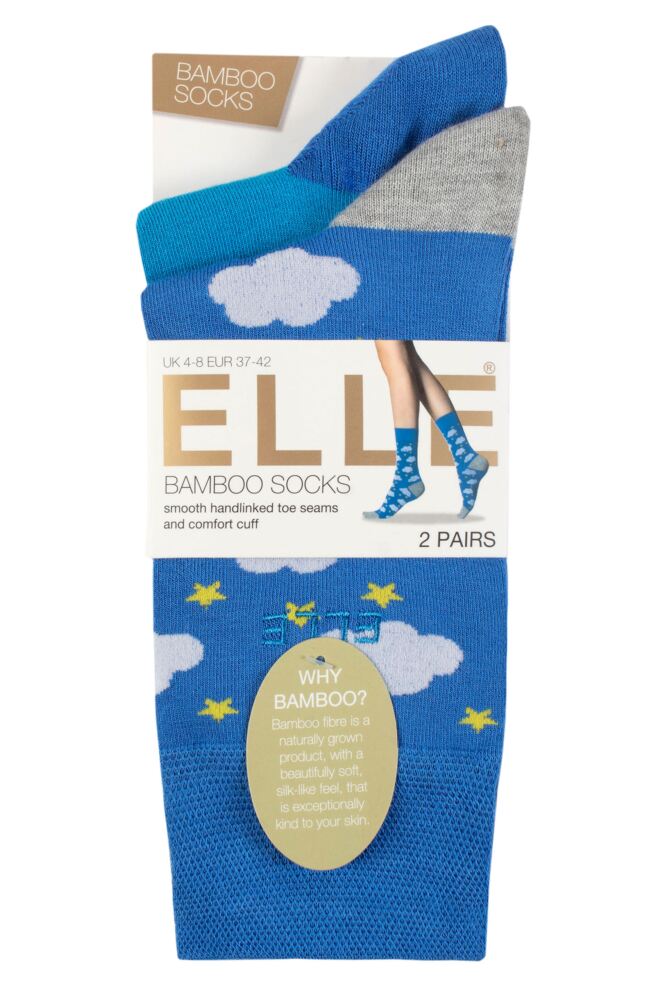 sockshop ELLEWomens Bamboo Patterned & Plain Socks 2-Pair