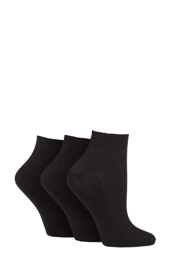 Sockshop ELLEWomens Bamboo Ribbed Ankle Socks 3-Pair