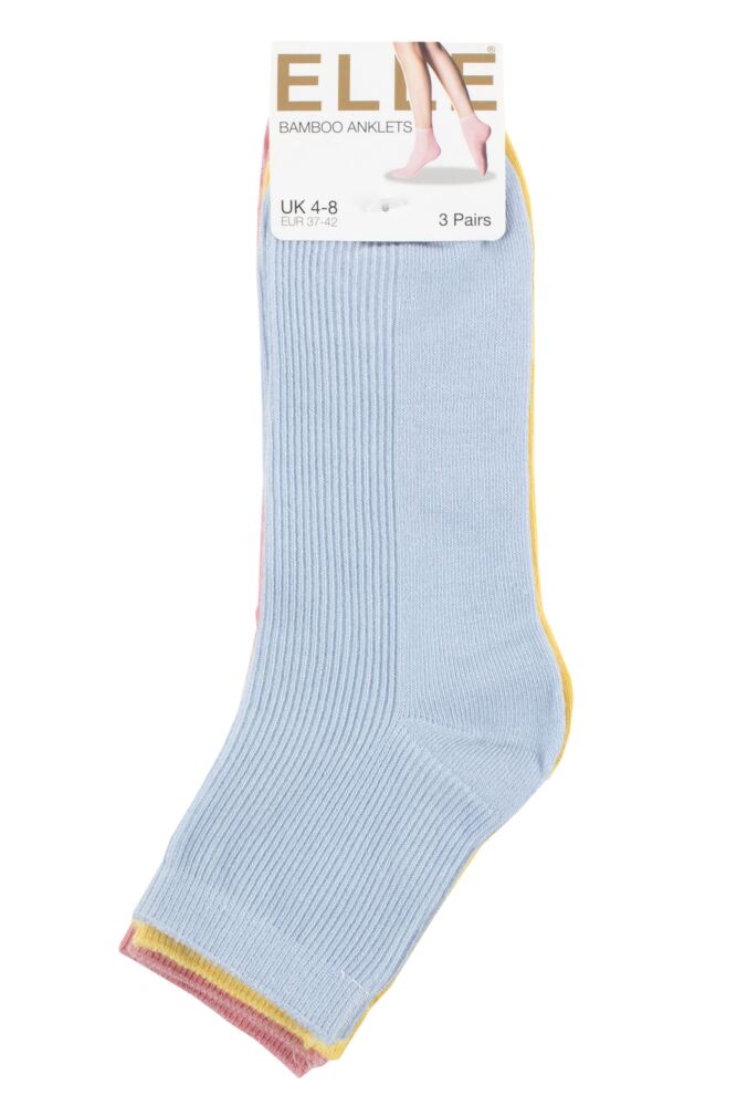 sockshop ELLEWomens Bamboo Ribbed Ankle Socks 3-Pair