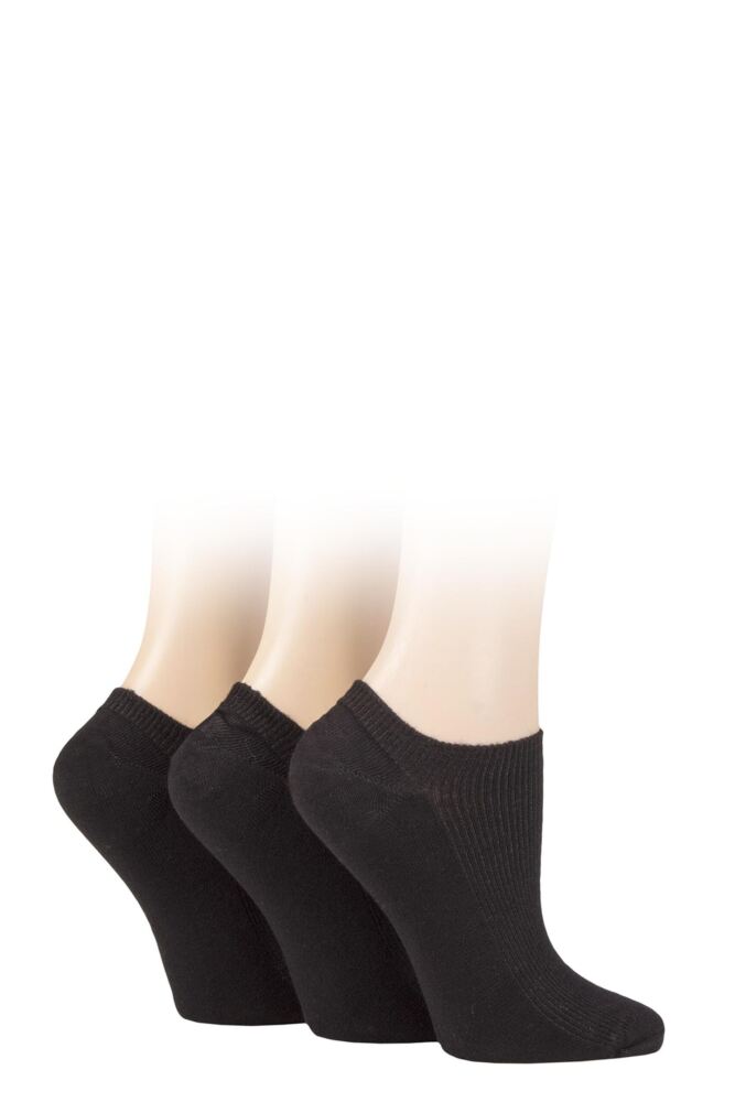 Sockshop ELLEWomens Bamboo Ribbed No Show Socks 3-Pair