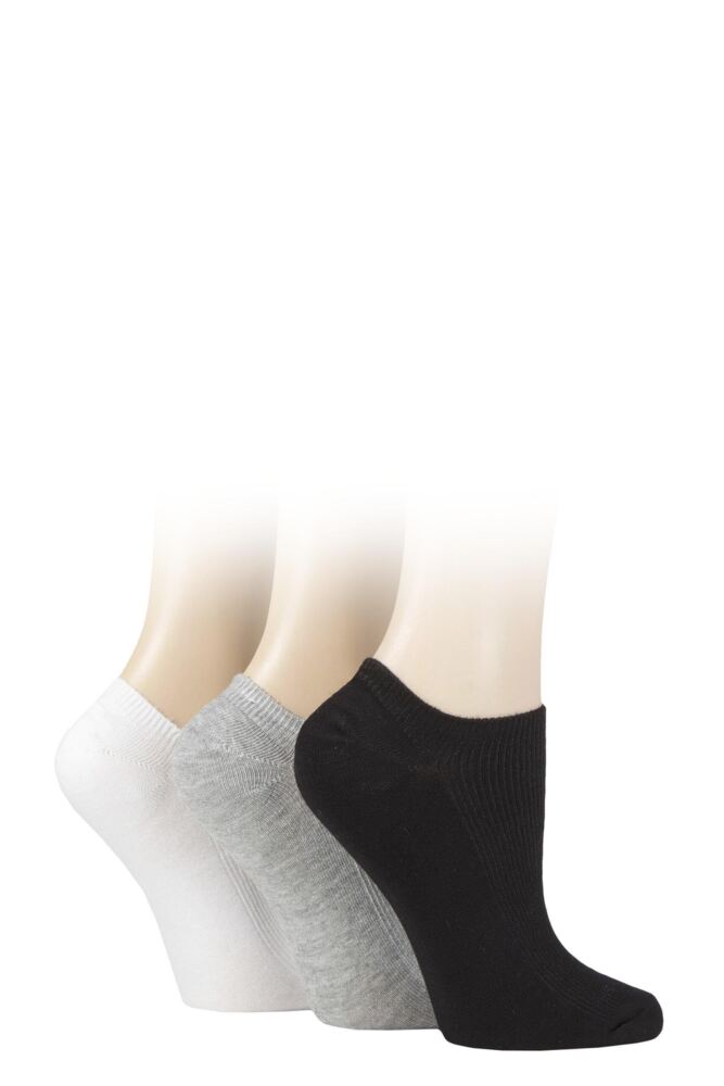 Sockshop ELLEWomens Bamboo Ribbed No Show Socks 3-Pair