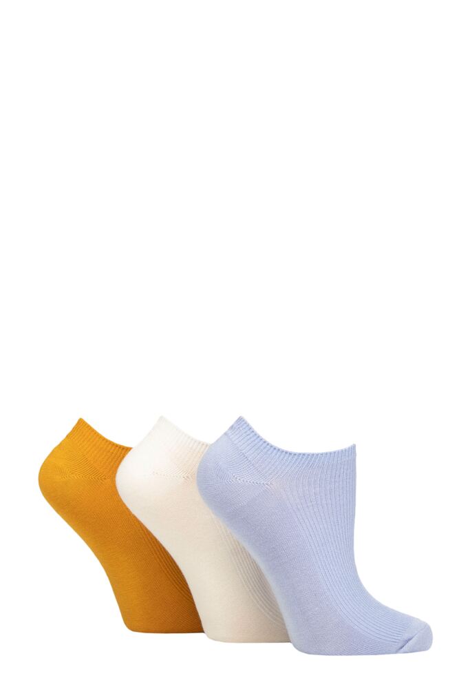 Sockshop ELLEWomens Bamboo Ribbed No Show Socks 3-Pair