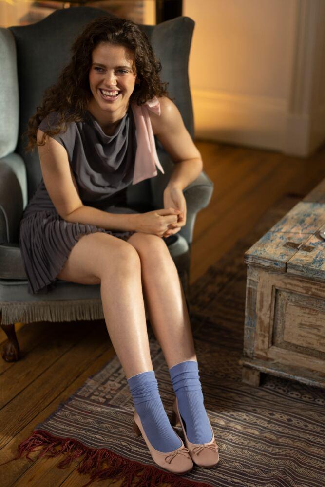 Sockshop ELLEWomens Bamboo Ribbed Socks With Scallop Top 3-Pair