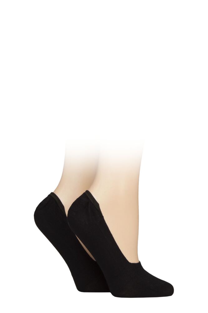 Sockshop ELLEWomens Bamboo Seamless Shoe Liners With Silicone Heel Grips 2-Pair